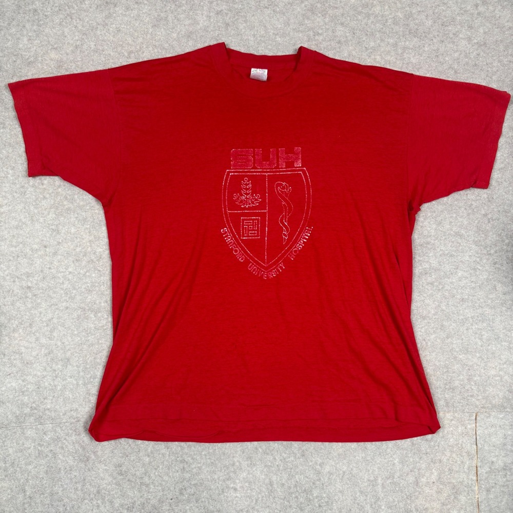Vintage 90s T-Shirt XL 23x28 Stanford University Red Distressed Single Stitch